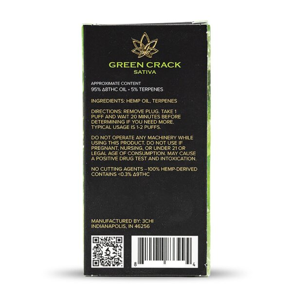 3Chi Delta-8-THC Disposable Vape Pen – Green Crack - Image 3