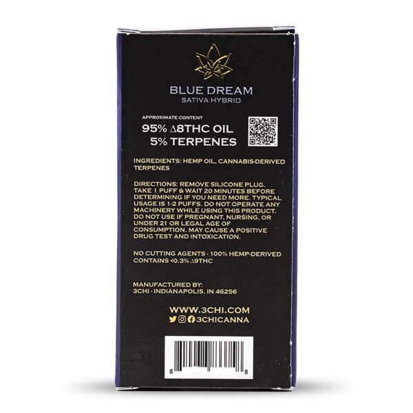 3Chi Delta-8-THC Disposable Vape Pen – Blue Dream - Image 3