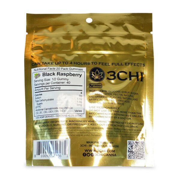 3Chi Delta-9-THC Gummies – Black Raspberry (200 mg Total Delta-9-THC) - Image 3