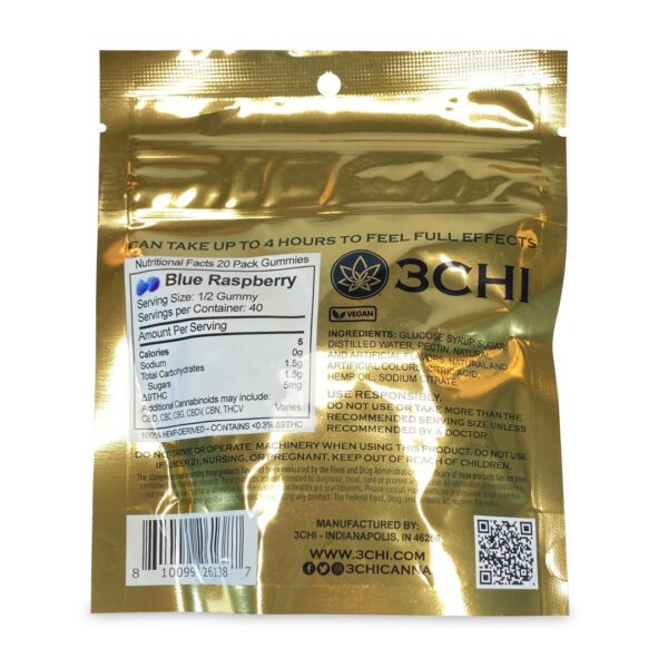 3Chi Delta-9-THC Gummies – Blue Raspberry (200 mg Total Delta-9-THC) - Image 3