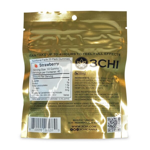 3Chi Delta-9-THC Gummies – Strawberry (200 mg Total Delta-9-THC) - Image 3