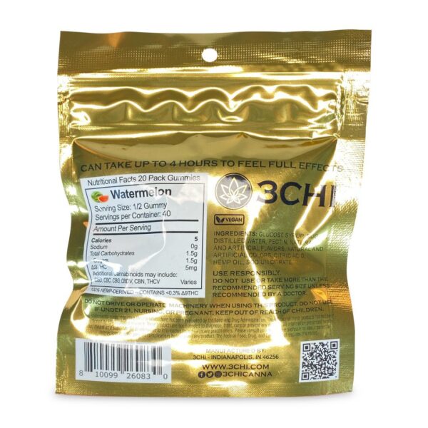 3Chi Delta-9-THC Gummies – Watermelon (200 mg Total Delta-9-THC) - Image 3