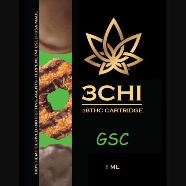 3Chi GSC (Girl Scout Cookies) Delta-8-THC Vape Cartridge with Botanical Derived Terpenes