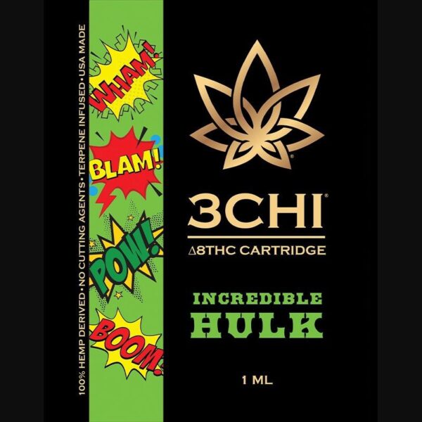 3Chi Incredible Hulk Delta-8-THC Vape Cartridge with Botanical-Derived Terpenes - Image 2