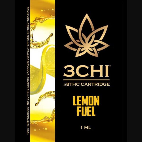 3Chi Lemon Fuel Delta-8-THC Vape Cartridge with Cannabis Derived Terpenes – The Ultimate Citrus-Powered Experience - Image 2