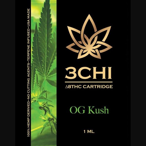 3Chi OG Kush Delta-8-THC Vape Cartridge with Botanical Derived Terpenes – A Legendary Experience - Image 2