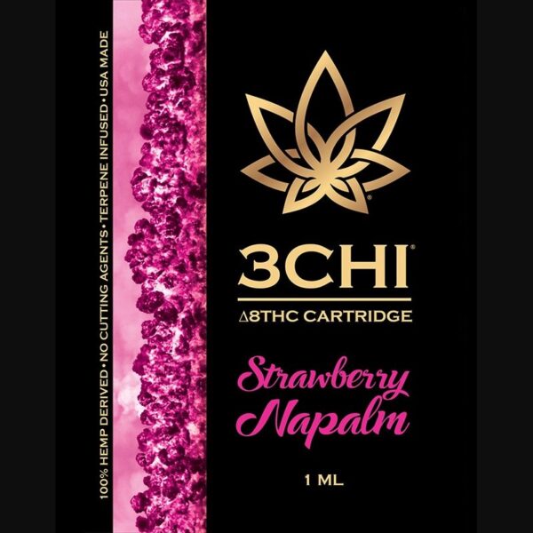 3Chi Strawberry Napalm Delta-8-THC Vape Cartridge with Botanical Derived Terpenes - Image 2