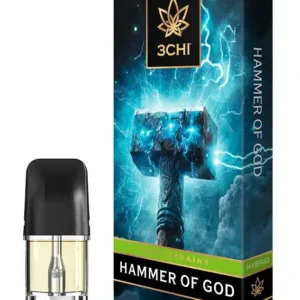 3CHI | True Strain THC Vape Pod – Hammer of God | Hybrid – 2g Disposable Vape Pod