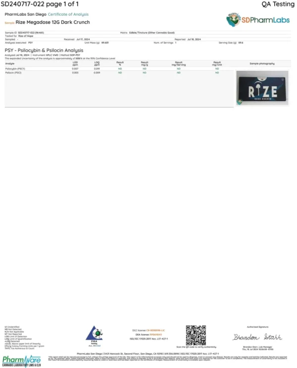 Rize | Dark Crunch Mushroom Chocolate Bar | Megasdose 12g Bar - Image 2