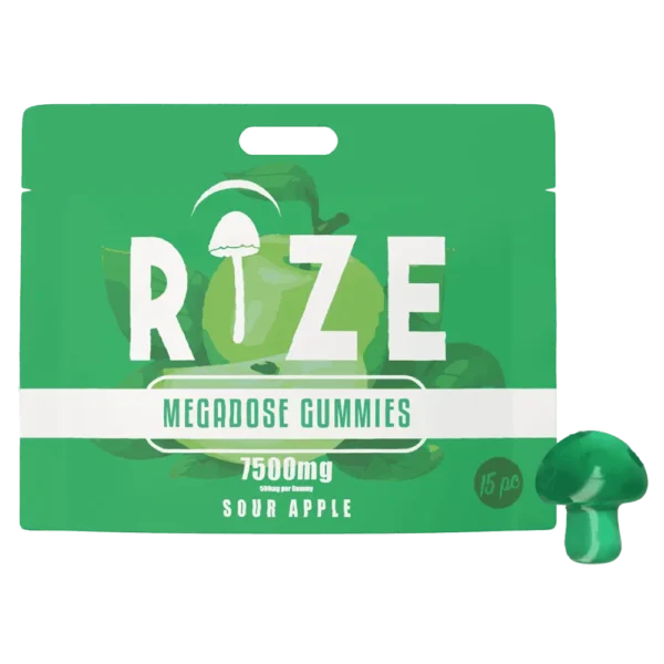 Rize | Sour Apple Mushroom Gummies | Megadose 7500mg – 15ct