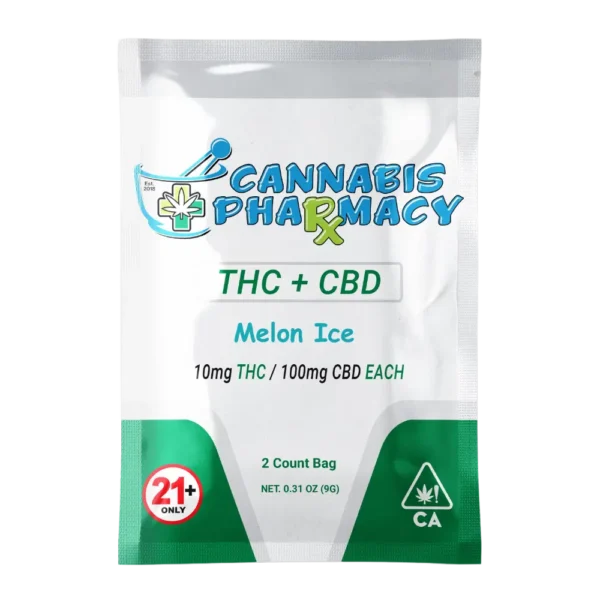 Elite Cannacy THC Blend CBD Gummies | 100mg CBD + 10mg Delta-9 THC – Melon Ice – 2ct