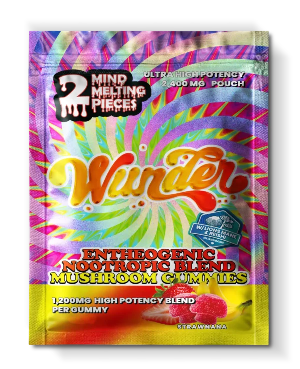 Wunder | Strawnana Mushroom Gummies | 1200mg High Potency Entheogenic Extract – 2ct Sample Pack