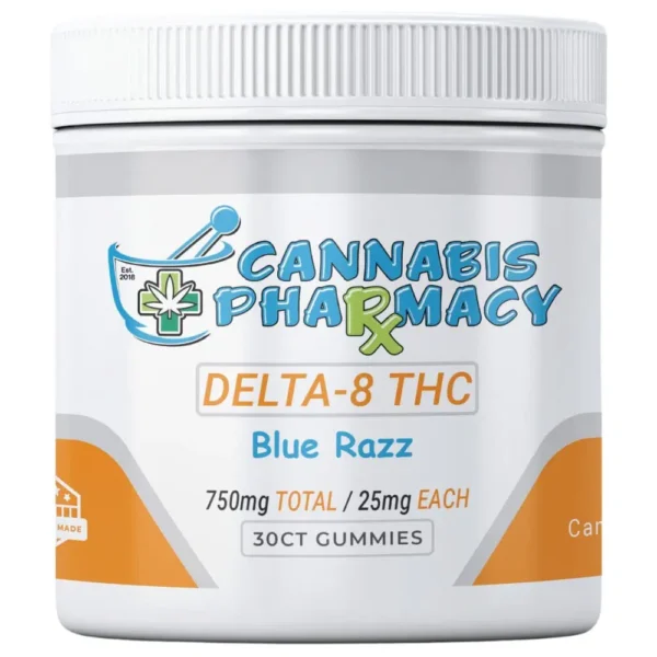 Elite Cannacy Delta-8 THC Gummies | 25mg – Blue Raspberry – 30ct