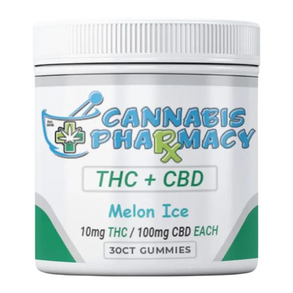 Elite Cannacy THC Blend CBD Gummies | 100mg CBD + 10mg Delta-9 THC – Melon Ice – 30ct