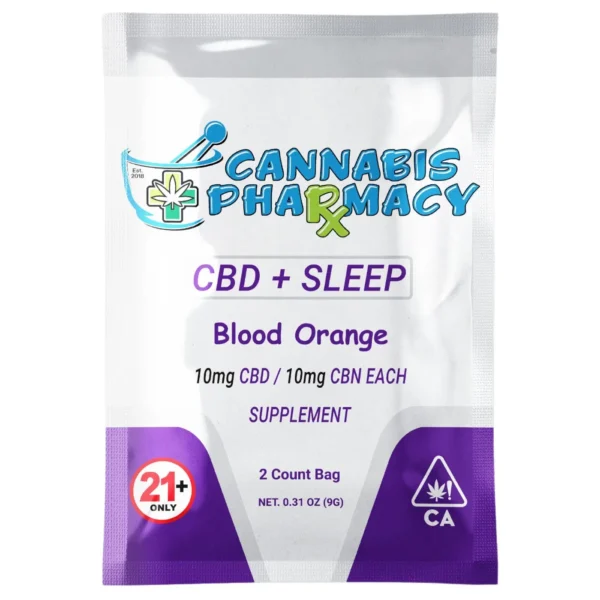 Elite Cannacy CBD Sleep Gummies | 10mg CBD + 10mg CBN + 5mg Melatonin – Blood Orange – 2ct