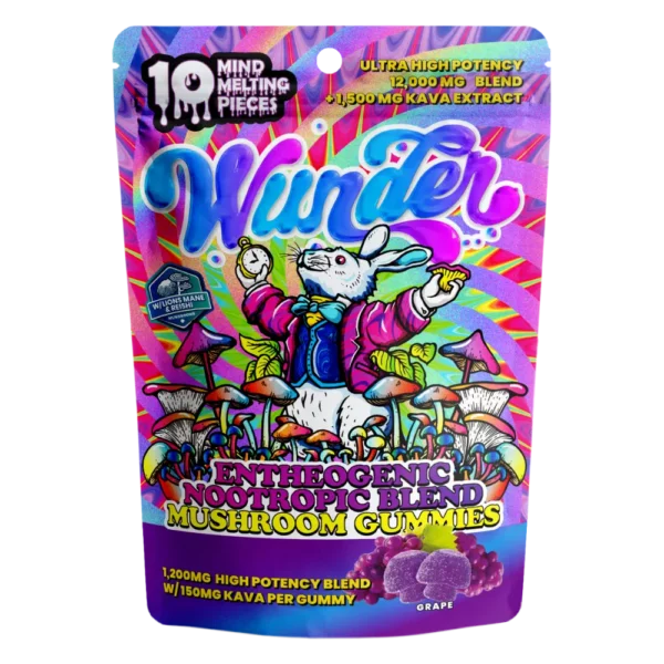 Wunder | Grape Mushroom Gummies with Kava | 1200mg Entheogenic Extract + 150mg Kava – 10ct