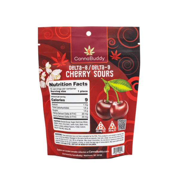 CannaBuddy Delta-8 / Delta-9 Cherry Sours – A Perfectly Balanced THC Treat - Image 2