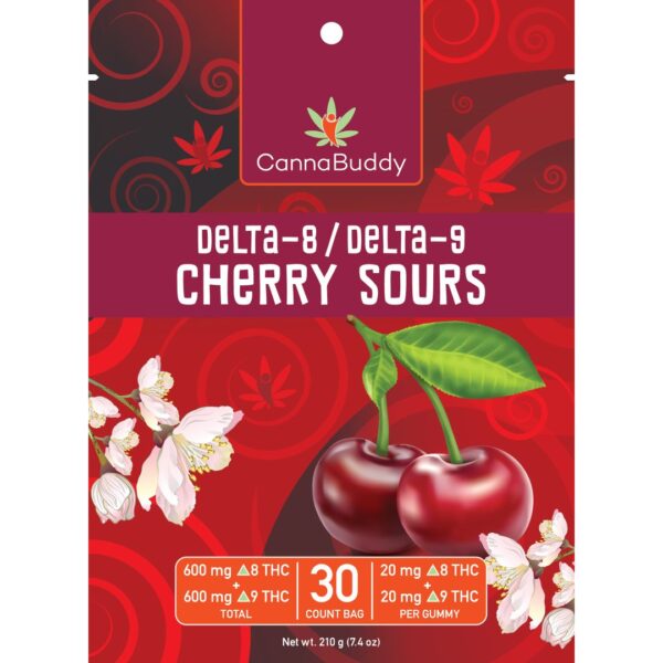 CannaBuddy Delta-8 / Delta-9 Cherry Sours (600 mg Total THC) – A Deliciously Potent THC Experience