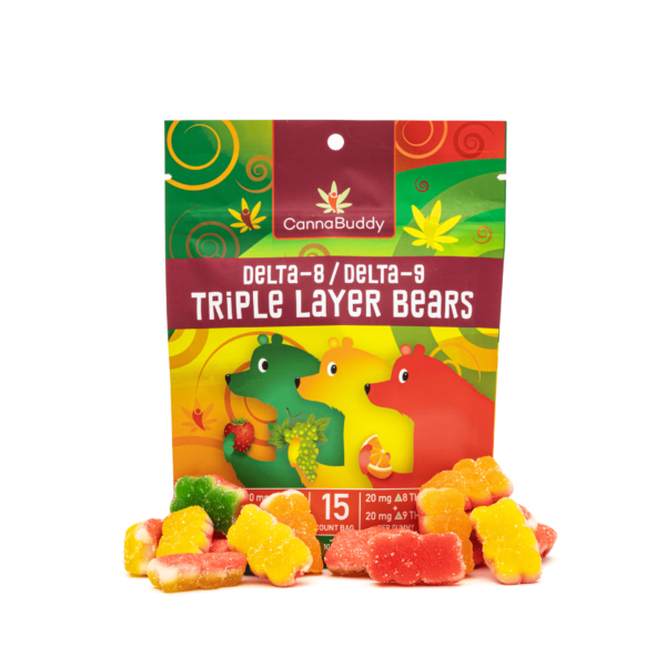 CannaBuddy Delta-8 / Delta-9 Triple Layer Bears (600 mg Total THC) – A Flavorful and Potent THC Experience