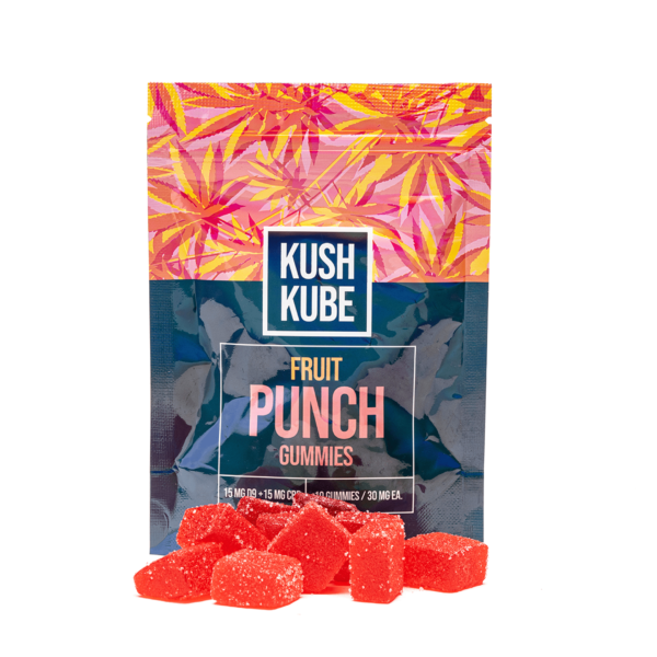 Kush Kube Delta-9 + CBD Gummies – Fruit Punch: A Perfect Blend of Relaxation & Euphoria