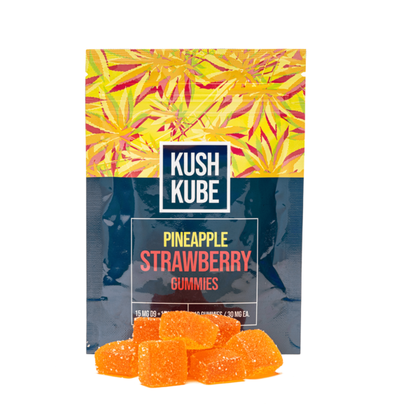 Kush Kube Delta-9 + CBD Gummies – Pineapple Strawberry: A Tropical, Balanced Edible Experience