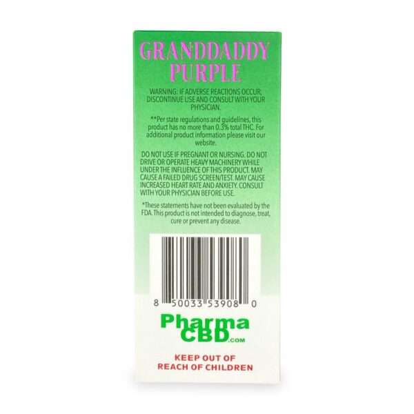 PharmaCBD Granddaddy Purple Delta-8-THC Disposable Vape Pen - Image 2