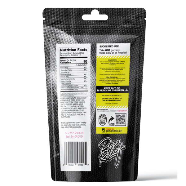 Pure Relief HHC / Delta-9-THC Gummies – Acai Berry (100 mg Total HHC + 100 mg Total Delta-9) - Image 2