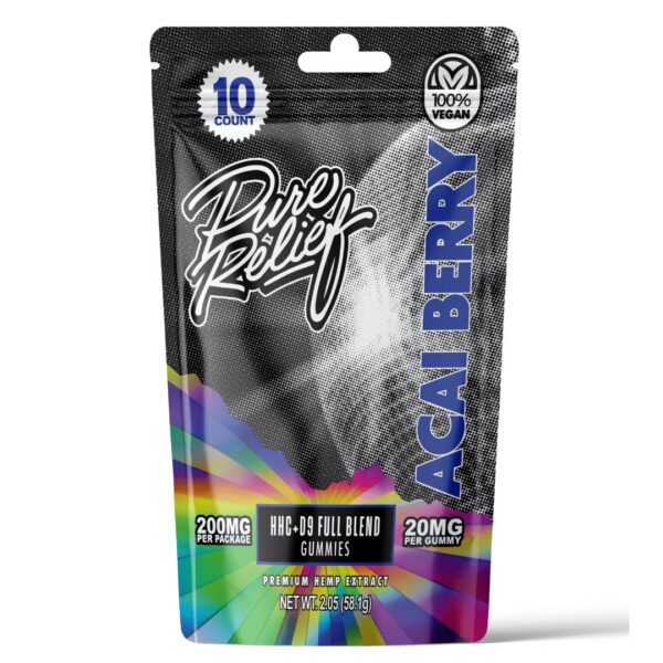 Pure Relief HHC / Delta-9-THC Gummies – Acai Berry (100 mg Total HHC + 100 mg Total Delta-9)