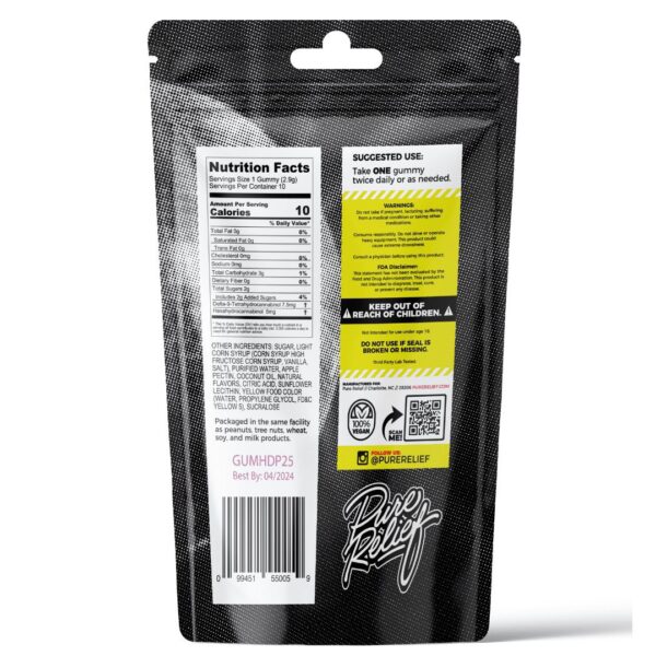 Pure Relief HHC / Delta-9-THC Gummies – Pineapple (100 mg Total HHC + 100 mg Total Delta-9) - Image 2