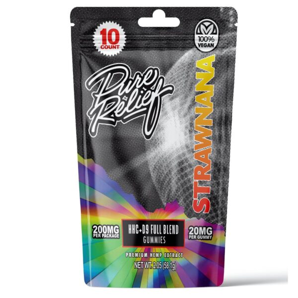 Pure Relief HHC / Delta-9-THC Gummies – Strawnana (100 mg Total HHC + 100 mg Total Delta-9)