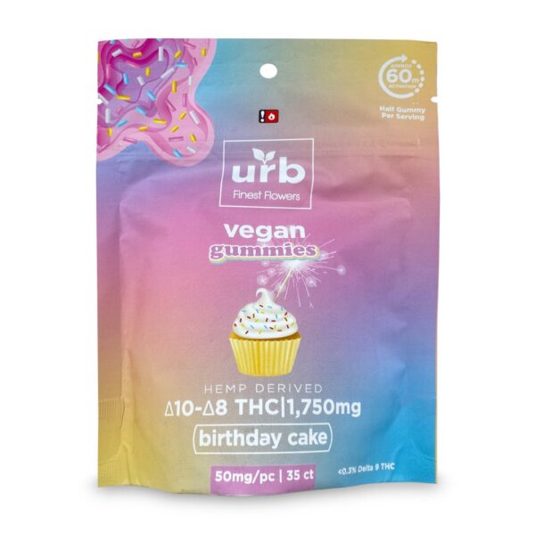Urb Delta-8 / Delta-10 Gummies – Birthday Cake (1575 mg Delta-8-THC + 175 mg Delta-10-THC)