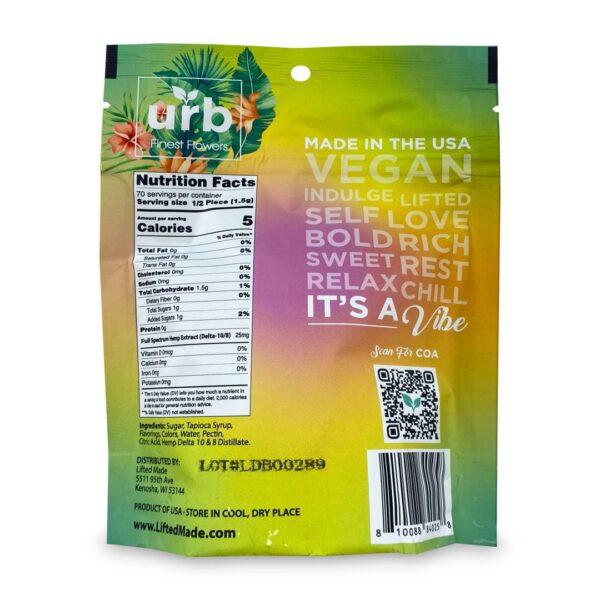 Urb Delta-8 / Delta-10 Gummies – Tropical Lush (1575 mg Delta-8-THC + 175 mg Delta-10-THC) - Image 2